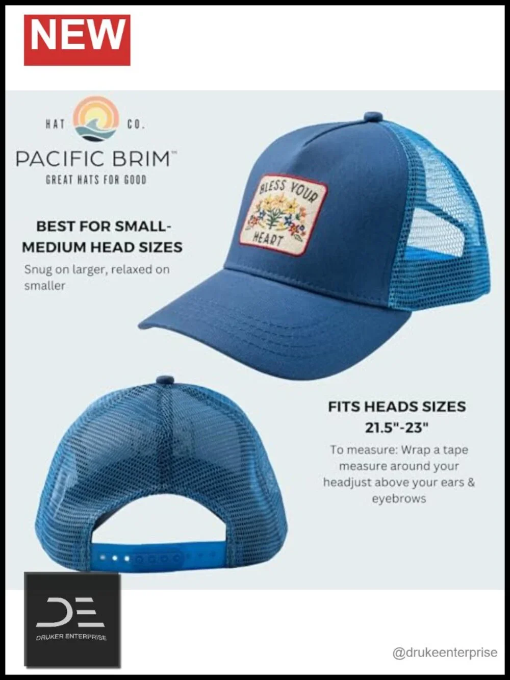 Adjustable Trucker Hat with Mesh Back and Snap Closure